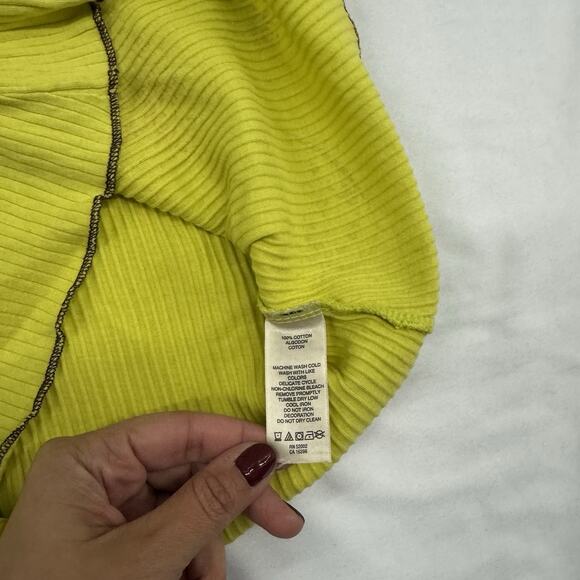 Vtg Y2K DKNY Tank Top Cami Ribbed Chartreuse Yellow McBling Grunge Size Medium - Picture 7 of 8